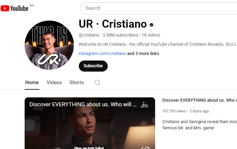 Ronaldo unveils YouTube channel