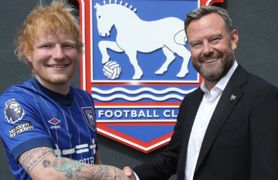 Ed Sheeran has been a lifelong fan of Ipswich Town