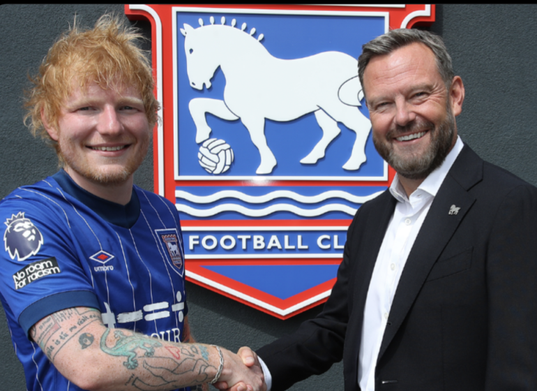 Ed Sheeran has been a lifelong fan of Ipswich Town