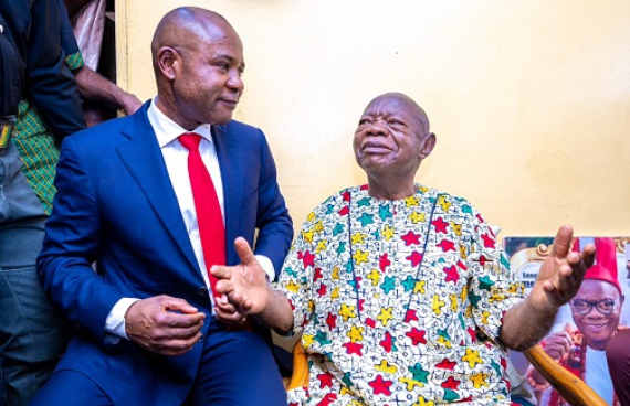 Enugu Governor peter Mbah with the music icon Mike Ejeagha