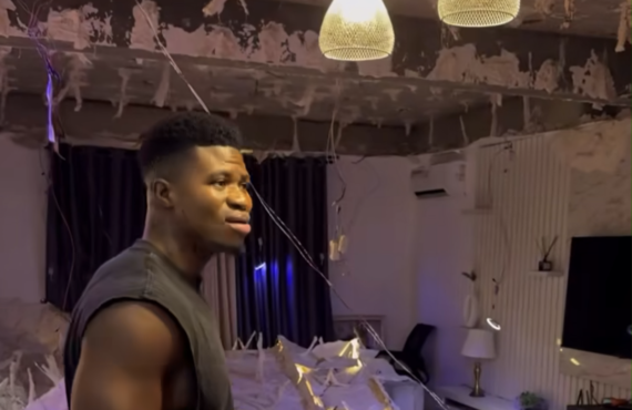 VIDEO: Zicsaloma escapes disaster at home as POP ceiling collapses