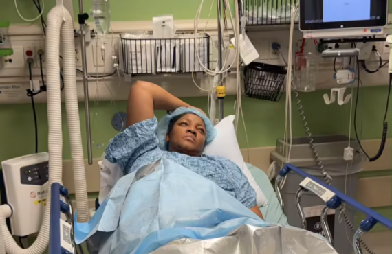 VIDEO: Omotola in hospital bed as she battles undisclosed illness