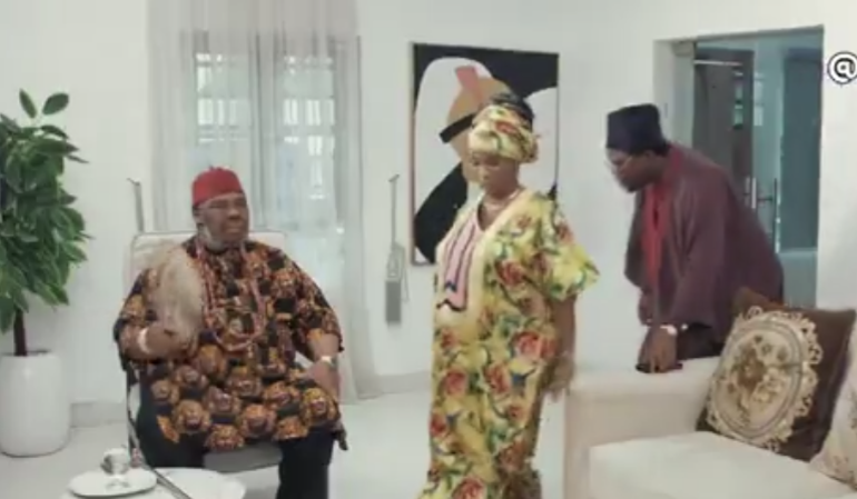 Pete Edochie makes special appearance in Mr Macaroni's skit