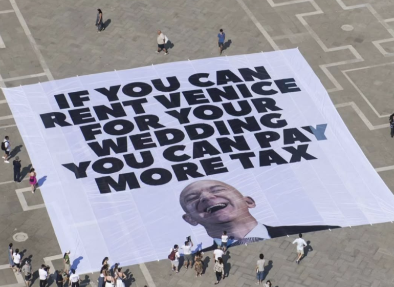 Jeff Bezos’ wedding sparks protest