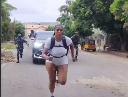Police probe viral video of Angela Okorie jogging with armed officers