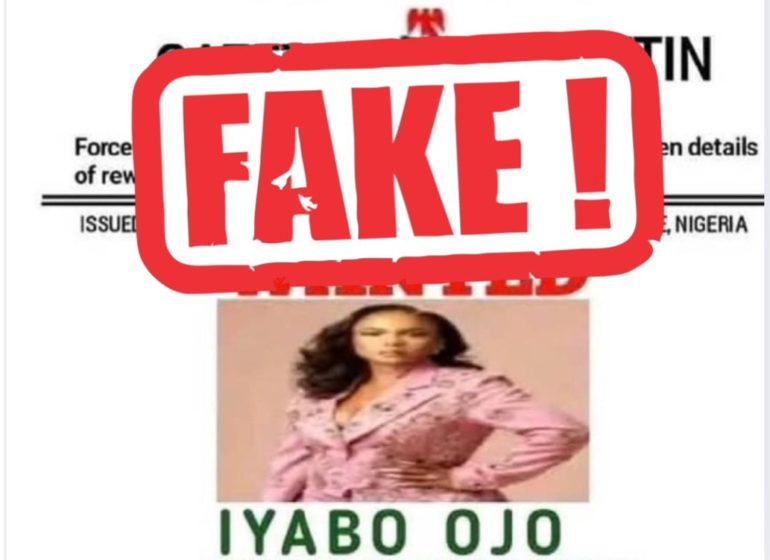 FAKE NEWS ALERT: Police dismiss viral bulletin declaring Iyabo Ojo wanted