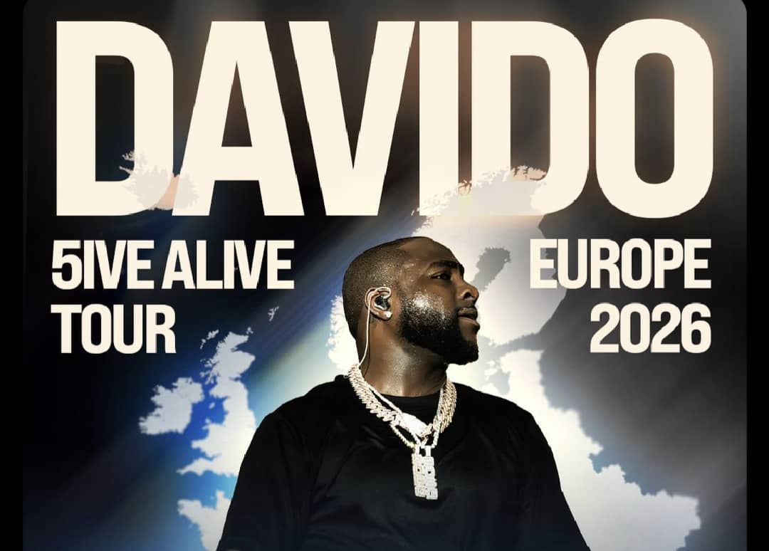 Davido to begin Europe tour for ‘5ive’ album March 2026